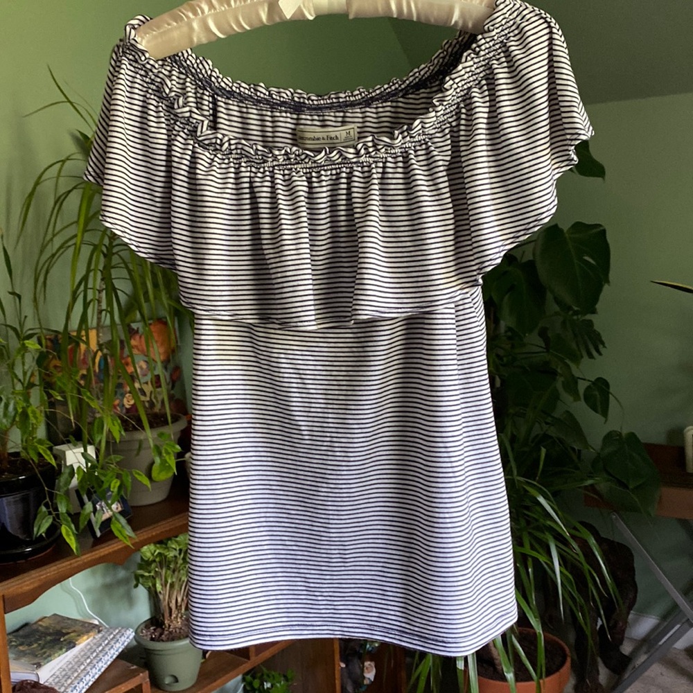 Off the shoulder top navy and white striped